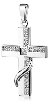 Produktbild von MATERIA Damen Kettenanhänger Kreuz 925 Silber - Kreuzkette christlich Religion mit Zirkonia und Etui KA-2