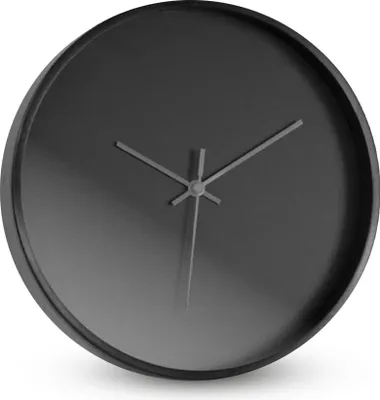 Produktbild von Analoge Wanduhr: Klassisches Design in Schwarz, Ø 25 cm, Quarzuhrwerk, Metallrahmen und -zeiger