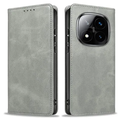 Produktbild von Handyhülle für Xiaomi Redmi Note 14 Pro 5G Kunstleder Flip Cover Hülle Klapphülle Case Kartenfach Farbe: Grau
