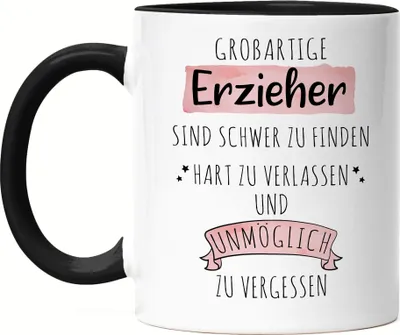 Produktbild von Großartige Erzieher Sind Schwer Zu Finden Tasse Schwarz Dankeschön Geschenk Hart Zu Vergessen