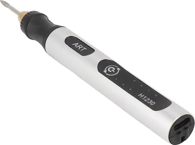 Imagen del producto de Herramienta eléctrica portátil para grabado, rotativa, sin cable, con base antideslizante, color plateado, con conexión USB, 4.2V, 300mAh. Bolígrafo para grabado, ideal para metal, vidrio y madera