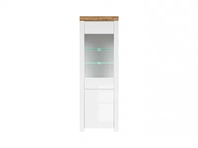 Produktbild von Black Red White Vitrine Holten REG1D1W - weiße Eiche Wotan / weißer Glanz