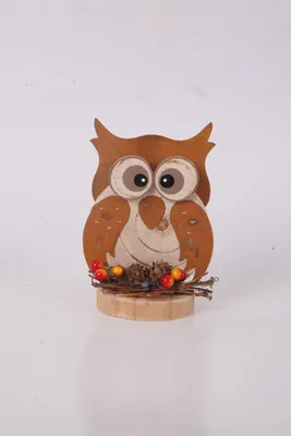 Produktbild von Dekofigur Eule Holz 17 cm bunt