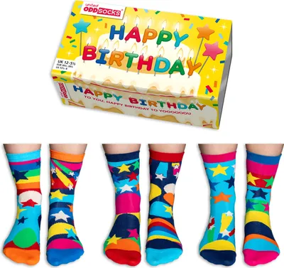 Produktbild von Happy Birthday Oddsocks Socken in 30,5-38,5 im 6er Set