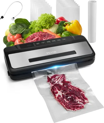 Immagine prodotto di Sigillatrice sottovuoto VEVOR, 80 Kpa, 120 W, sigillatrice sottovuoto multifunzione 7 in 1 per alimenti, con 10 sacchetti sottovuoto e 1 rotolo di sacchetti