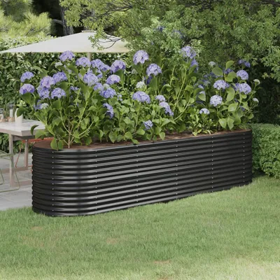 Produktbild von The Living Store Hochbeet Pulverbeschichteter Stahl 296x80x68 cm Anthrazit