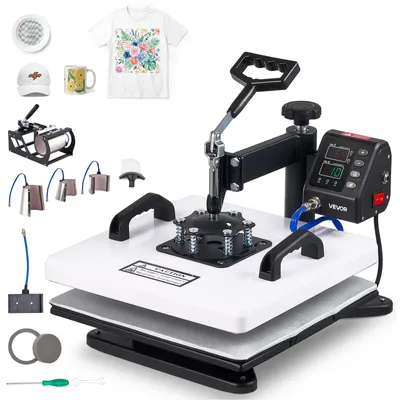 Produktbild von VEVOR Transferpresse 38x38cm 8-in-1 Sublimationsmaschine 1250W Textilpresse, 360° Schwenkfunktion Schnelles & Gleichmäßiges Aufheizen Zeit- & Temperaturregelung T-Shirts Tassen Becher Kappen Teller