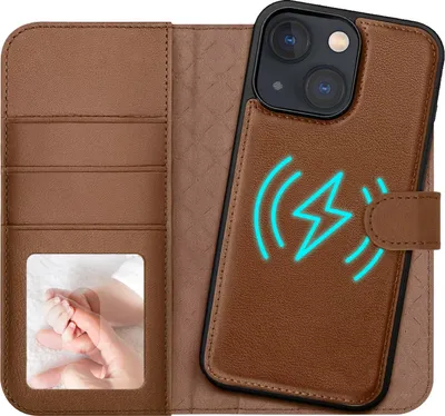 Immagine prodotto di custodia magnetica 2in1 per iPhone 13 protezione RFID, cover magnetica staccabile, compatibile con MagSafe, custodia antiurto con finestra fotografica
