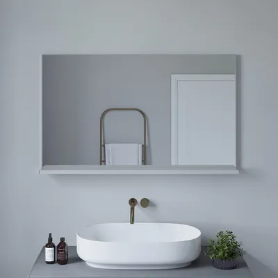 Produktbild von AQUABATOS  Badspiegel mit Ablage 100 x 60 cm  Hochwertiges Glas Wandmontage Einfach zu Reinigen Modern Badezimmerspiegel IP44