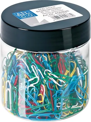 Produktbild von Briefklammern, lackiert, gemischt, eckig, 26 mm, Dose à 500 Stück, für Großverbraucher