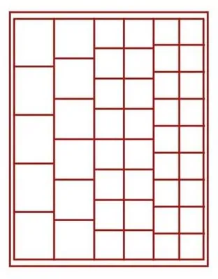 Produktbild von Lindner 2745 Münzbox mit 45 quadratischen Vertiefungen für Münzen/Münzkapseln mit Ø 24, 28, 39, und 44 mm-Rauchglas / dunkelrote Einlage