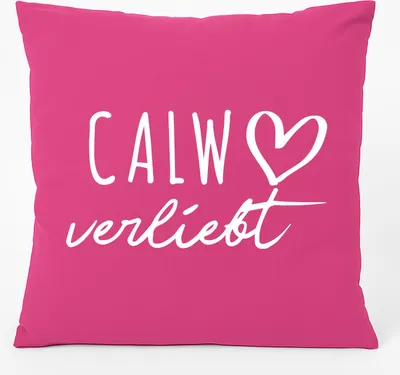 Produktbild von Huuraa Kissen Calw verliebt 40x40cm mit Füllung Fuchsia Baumwolle Dekokissen Geschenkidee