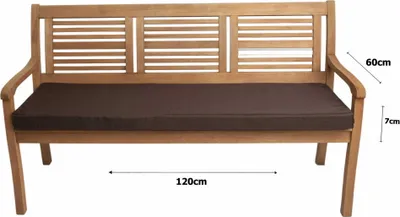 Produktbild von Bankkissen 120×60×7 cm braun – Sitzkissen für Gartenbank mit abnehmbarem Bezug, bequemes Polster für Outdoor & Terrasse