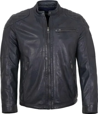 Produktbild von Jilani Collection - Herren Lederjacke Lammnappa indigo : 60