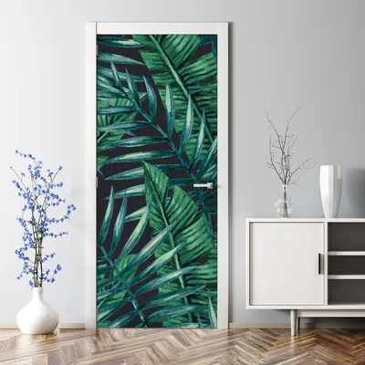 Produktbild von Dekorative Türposter selbstklebend Klebefolie Wandaufkleber Türaufkleber Palmblätter grün 85 x 200 cm