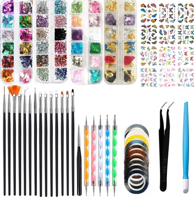 Produktbild von Nailart-Pinsel-Set, Nagelbürsten, Nailart-Pinsel, Punktierstifte, Punktierwerkzeug, Nailart-Set, Nagelaufkleber