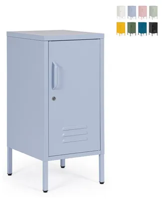 Produktbild von Nachttisch aus Stahl mit verstellbaren Ablagen 40x35x76 Cambridge YES - Hellblau