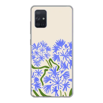 Produktbild von MuchoWow® Handyhülle Schutzhülle Hülle für Samsung Galaxy A71 Blume - Blau - Blatt - Einfach Silikon Softcase Handy Hülle - Kartenbesitzer