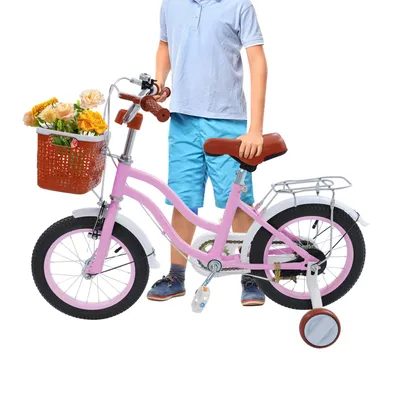Produktbild von Kinderfahrrad, 14-Zoll-Kinderfahrrad, Kinderfahrrad mit Zusatzrädern für Kinder im Alter von 3-7 Jahren
