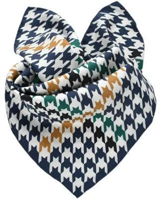 Produktbild von Prettystern 65cm handrolliertes Seidentuch Kopftuch Seidenschal mit Hahnentrittm