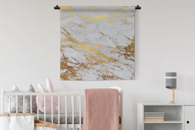 Produktbild von MuchoWow® Wandteppich Wandbehang Marmor - Muster - Gold 90x90 cm Tapisserie Dekoration Wandtuch - Wandaufhänger