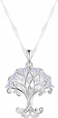 Produktbild von Silberkette Lebensbaum Zirkonia Kristall des Glücks Rose SILBER 925