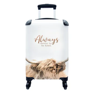 Produktbild von MuchoWow® Koffer Handgepäck Trolley Rollkoffer Kleine Reisekoffer mit 4 Rollen - Schottischer Highlander - Sprichwörter - Weiß - Cabin Size < 55x40x23 cm & 55x40x20 cm - Fotokoffer - Kabinenkoffer - Boardgepäck - Reise-Box - Reisekoffer - Reisegepäck - Koffer mit Bild - Trolley für Kinder