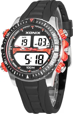 Produktbild von VE Digital Quarz Multifunktionsuhr mit Silikonarmband, 100m wasserdicht