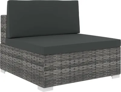 Zdjęcie produktu dla vidaXL Sofa modułowa część środkowa 1 sztuka + poduszki z polirattanu szary