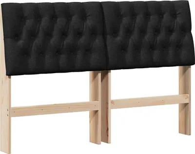 Zdjęcie produktu dla vidaXL Zagłówek tapicerowany czarny 140 cm lite drewno sosnowe
