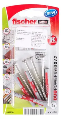 Obrázek produktu pro fischer DuoPower 6 x 50 S šroub A2 nerezová ocel