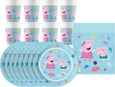 Produktbild von Peppa Wutz - Kindergeburtstags-Set (kompostierbar, 36-teilig) Teller Becher Servietten Geburtstag
