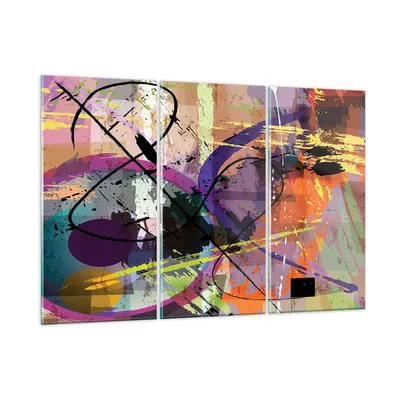 Produktbild von Bilder auf glas - Abstraktion modern - 165x110cm - Glasbilder - Wandbilder - Kunstdruck - zum Aufhängen bereit - Wanddekoration aus Glas - Glas Bilder - Wandbild auf Glas - 3 Teile - GCE165x110-3895