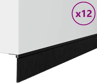 Image de Brosses d'étanchéité pour porte à visser 12 pcs Noir 100 cm