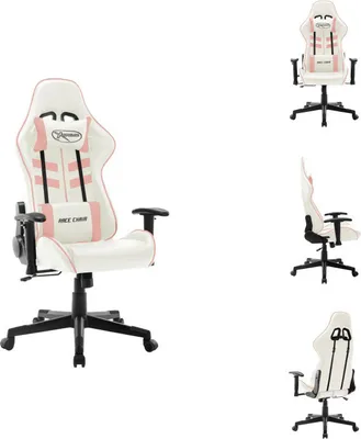 Produktbild von vidaXL Gaming-Stuhl Weiß und Rosa Kunstleder -  Gaming-Sessel