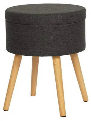 Image de Pouf de rangement Rebecca Mobili Zahara 45 x 36 x 36 cm MDF, PET, métal Gris foncé Moderne