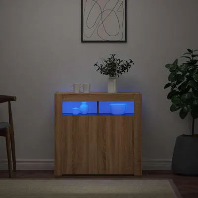 Image de vidaXL Sideboard avec lampes LED Chêne Sonoma 80x35x75 cm