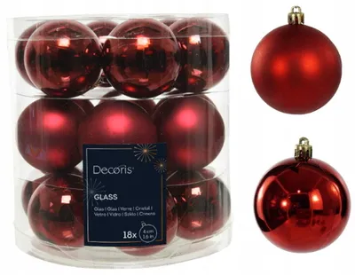 Produktbild von 18er Set rote Weihnachtskugeln aus Glas 4cm