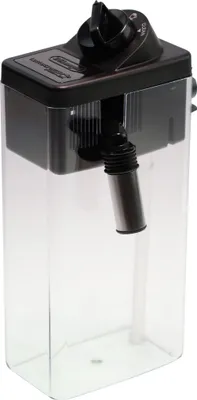 A clear studio shot of a coffee machine milk container.