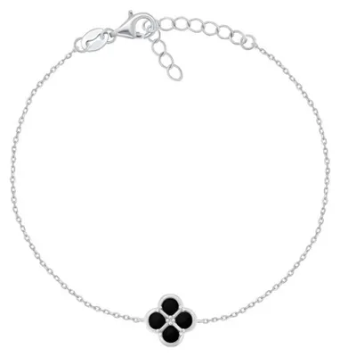 Produktbild von Damenarmband aus Silber mit schwarzem Kleeblatt BRC255WBC