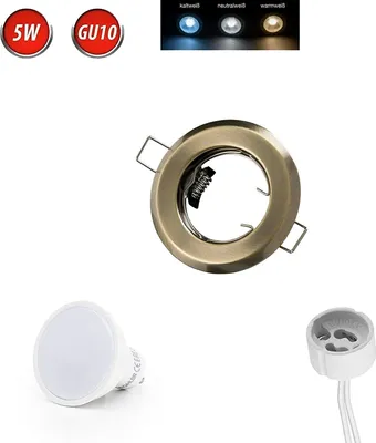 Image de Spot à encastrer GU10 Ø60mm trou de perçage fer incl. GU10 5W blanc neutre 350 lumens ampoules LED Patin Rond