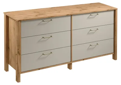 Produktbild von Breite Kommode NORDIKO - Wotan Eiche / Beige