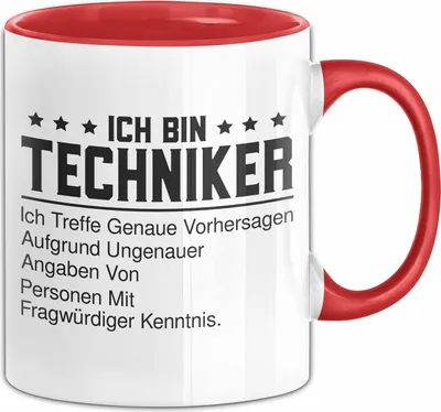 Produktbild von Ich bin Techniker Spruch Tasse Geschenk Lustige Tasse für Techniker (Rot)