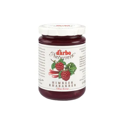 Image de Confiture de framboise et rhubarbe Darbo extra pure, sans pépins 450g