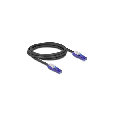 Produktbild von Delock - Netzwerkkabel - RJ-45 (M) gewinkelt zu RJ-45 (M) gewinkelt - 2 m - 6 mm - UTP - CAT 6 - halogenfrei - Schwarz