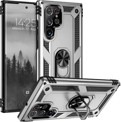 Produktbild von Armor Outdoor Handyhülle für Samsung Galaxy S22 Ultra Handy Panzer Case Cover Schutzhülle Farbe: Silber