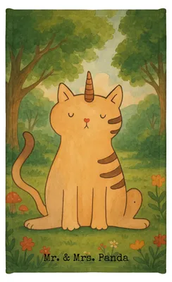 Produktbild von Mr. & Mrs. Panda Handtuch Einhorn Katze Design - Weiß - Geschenk, Gäste-WC, Mieze, Unicorn, Regenbogen, Kleines, Motiv, Glitzer, Gästetuch, Gästehandtuch Bunt