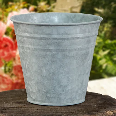 Produktbild von Eimer als Blumentopf, klein, Übertopf in Antik-Zink, Tischeimer, Zinktopf