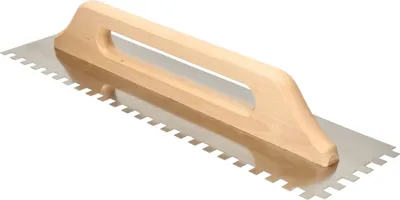 Produktbild von KOTARBAU® Zahnglättekelle aus Edelstahl 480 mm Zahnung 10x10 mm mit Holzgriff