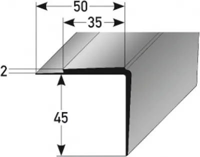Produktbild von PVC-Treppenkante "Belver" PVC-Winkel für Belagsstärken bis 2 mm, 35 mm Breite, 45 mm Höhe aus weichem PVC, Typ 362-schwarz